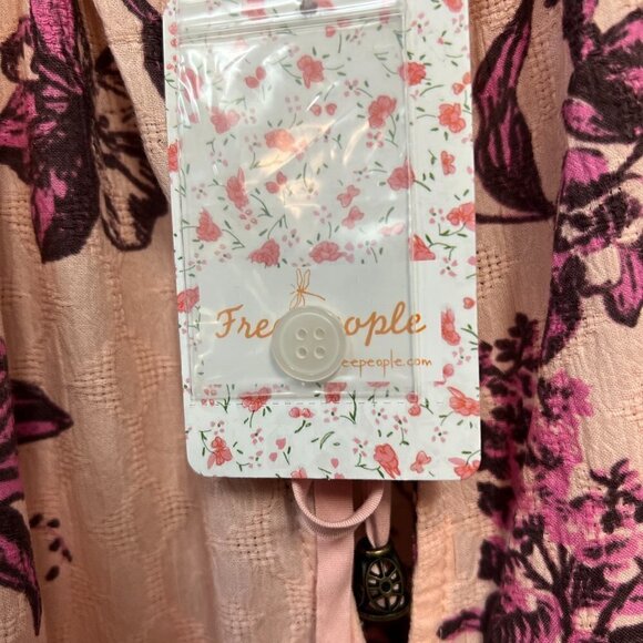 FREE PEOPLE Sunbaked Floral Long Sleeve Swing Minidress in Peach Combo Size M - Picture 5 of 6
